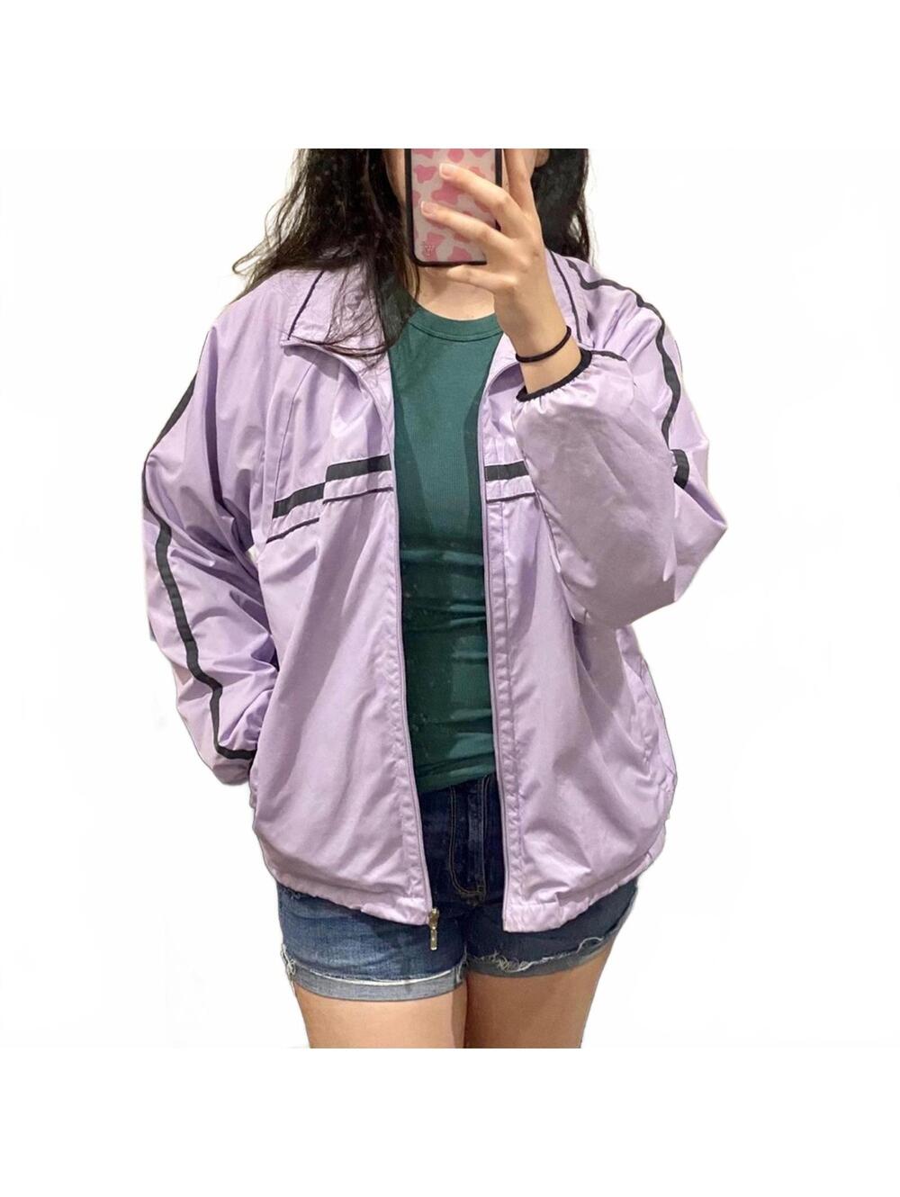 Vintage Champion Pastel Lilac Windbreaker Jacket Large Y2K Streetwear Retro - Picture 2 of 4